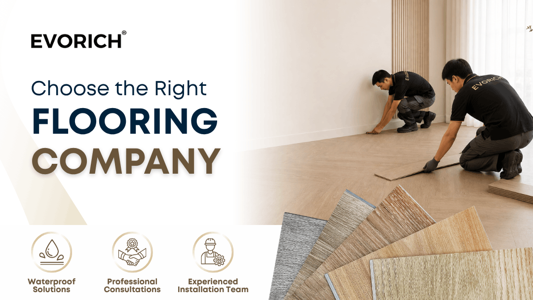 Professional flooring installation in a Singapore home with flooring samples, waterproof solutions, consultations and an experienced installation team.