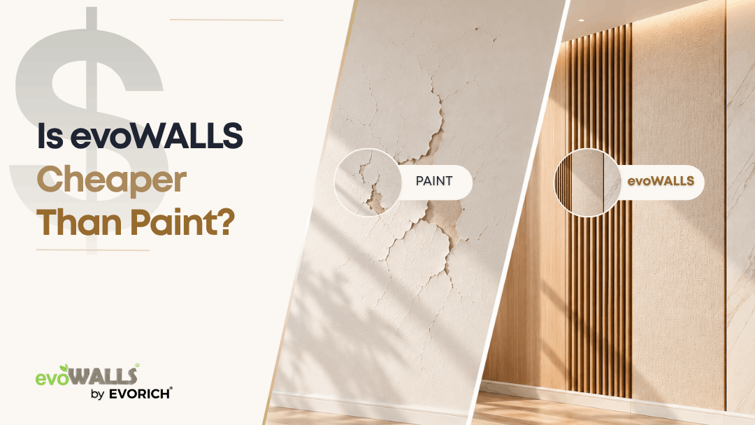 Comparison of evoWALLS and wall paint costs, considering long-term maintenance, repainting and wall renovation expenses.