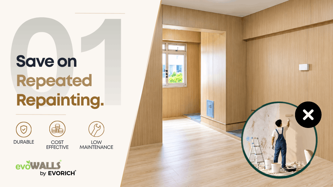 evoWALLS low-maintenance wall panels designed to reduce the need for repeated repainting with a durable and cost-effective finish.