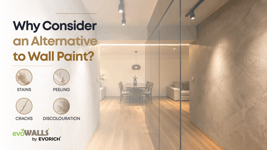 Common wall paint problems including stains, peeling, cracks and discolouration that can lead homeowners to consider wall panel alternatives.
