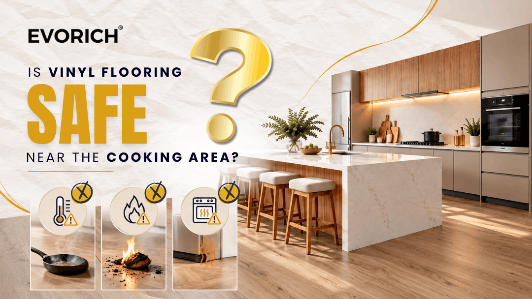 Safety considerations for using vinyl flooring near kitchen cooking areas, including heat exposure and suitable installation.