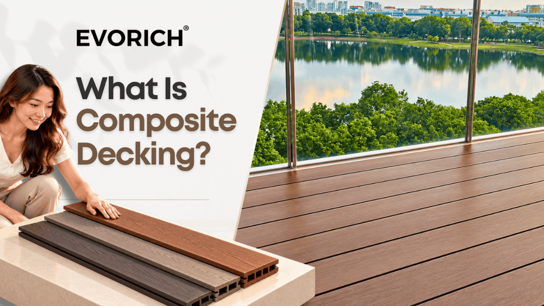Introduction to composite decking, an outdoor flooring material made from a blend of wood fibres and plastic.